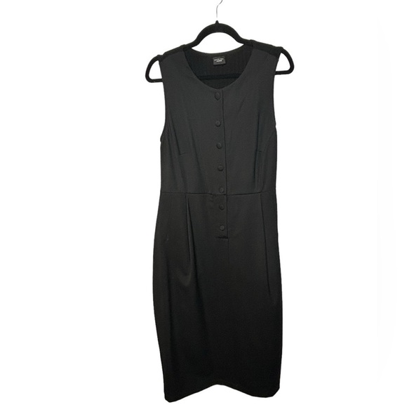Bitte Kai Rand Academia Sleeveless Midi Half Button Front Size Large Black Dress - Picture 1 of 15